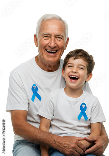 Grandfather with his grandson, blue November campaign