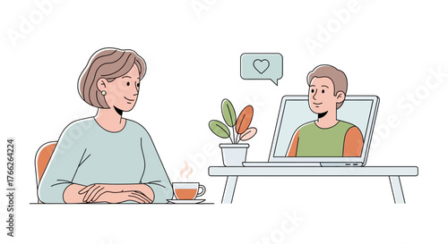 Enjoy a virtual date with a loved one from the comfort of your home using a laptop, creating connection and intimacy through technology