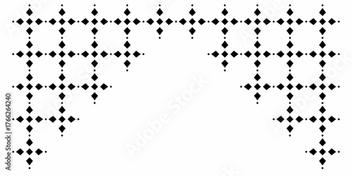 Black diamond geometric arch border pattern flat illustration