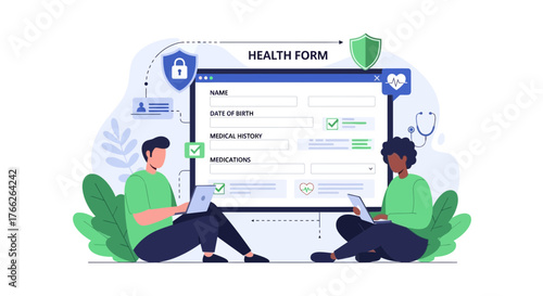 Secure Digital Health Records System with Patients Updating Information on Laptops, Modern Healthcare Technology for Clinics and Hospitals, Data Privacy