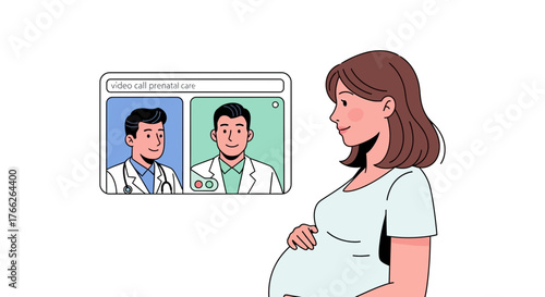 Expectant mother connects with doctors for prenatal care via video call, ensuring a healthy pregnancy with modern telemedicine, peace of mind, and convenience