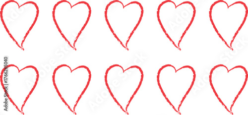 Red hearts isolated on white background symbol of love and Valentine's Day romance vector illustration set