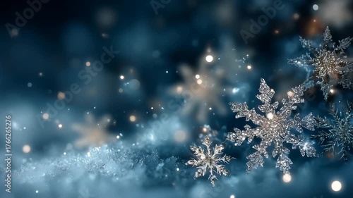 Winter Snowflakes spin with Light Glow