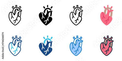 Heart icon set multiple style collection 
