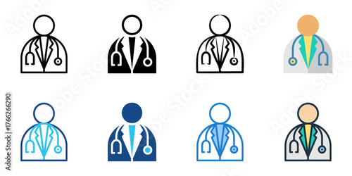 Doctor icon set multiple style collection 
