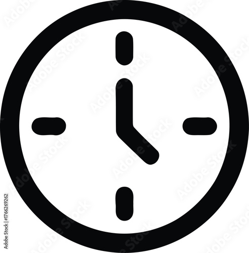 Simple hand drawn clock face icon representing time passing
