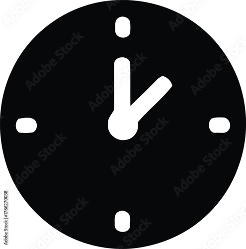 Simple black oval clock face with hour and minute hands