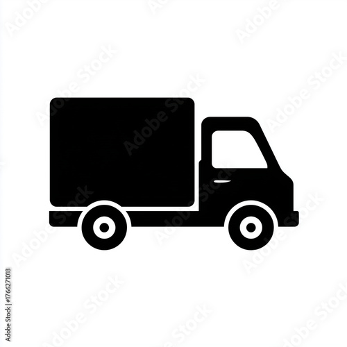 delivery truck with a boxy cargo area and two wheels