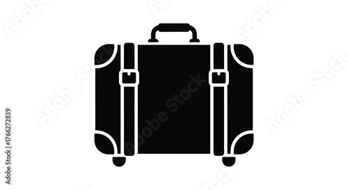 Classic vintage suitcase silhouette with straps and buckles for travel and transport silhouette