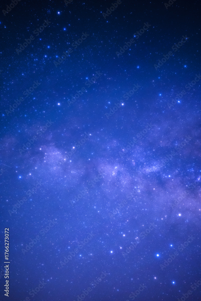 Fototapeta premium Night sky space background, Starry universe in dark blue sky, Milky way galaxy with stardust field in deep universe