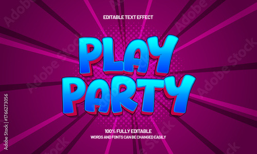 play party editable text effect for titles and promotion