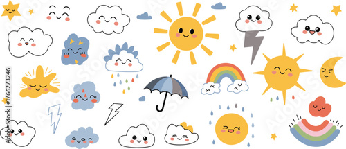 Weather Elements Icons Cute and Whimsical