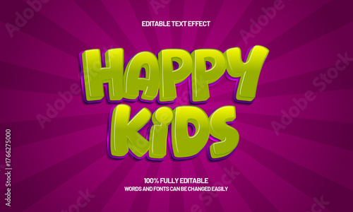 happy kids editable text effect for titles and promotion