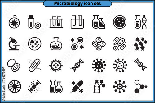 Microbiology Virus Infection Research Icon Set