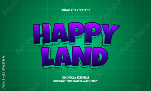 happy land editable text effect for titles and promotion