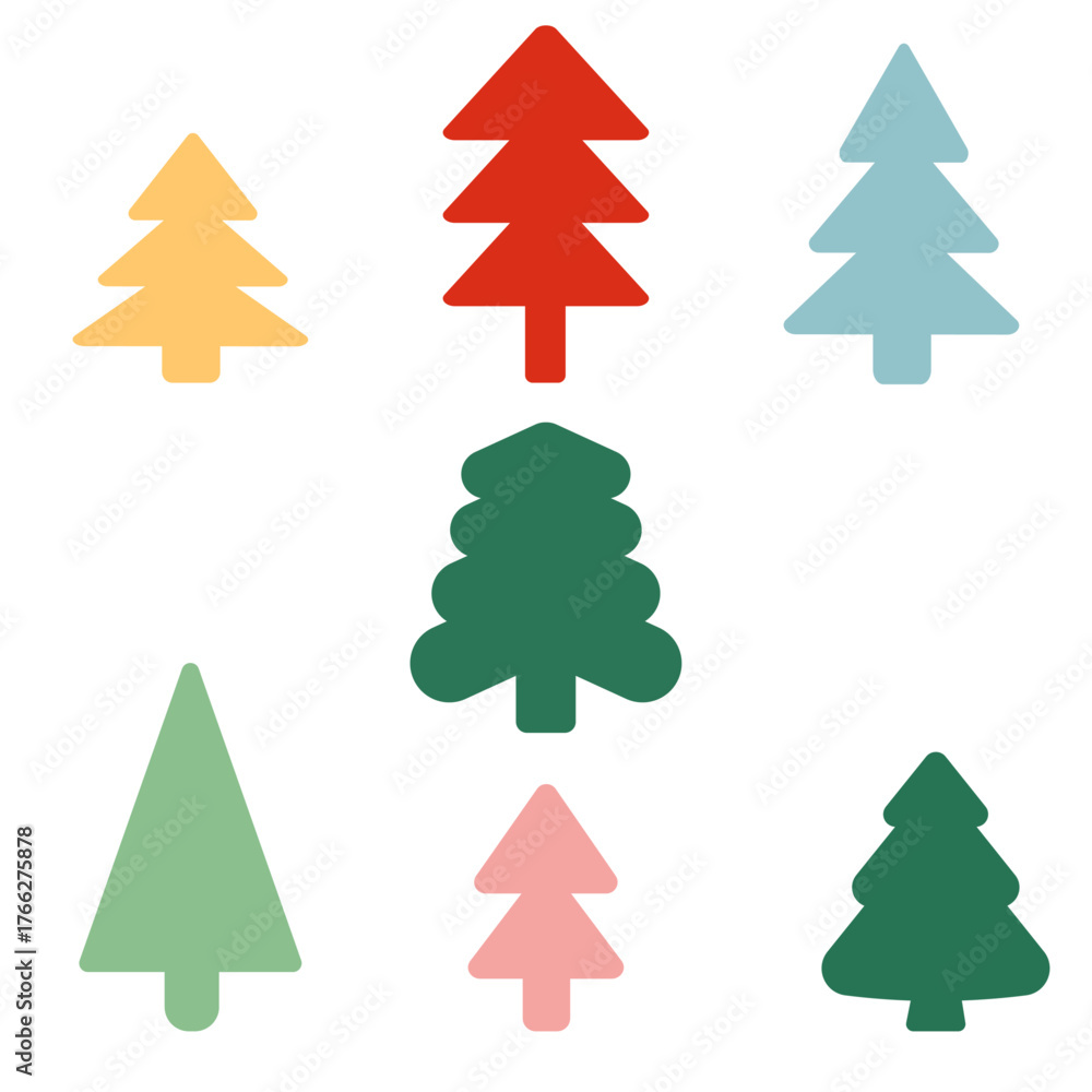 Fototapeta premium colorful set of Christmas Trees. perfect for decoration background
