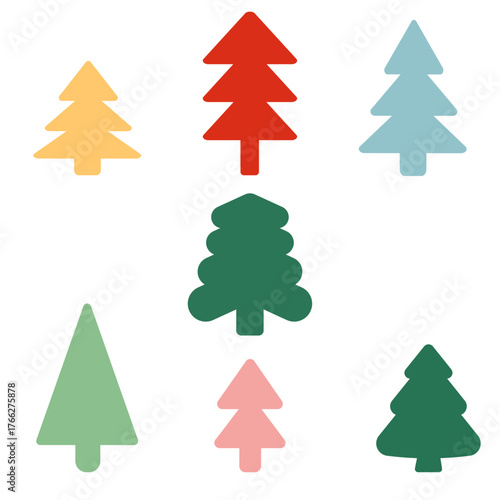 colorful set of Christmas Trees. perfect for decoration background