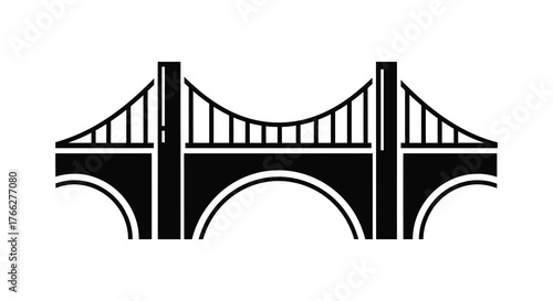 Iconic golden gate bridge silhouette against a white background representing san francisco landmark architecture
