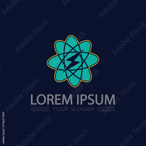 Lightning flash power bolt vector logo representing electricity energy and speed