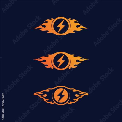Futuristic lightning flash power bolt vector logo for electricity and technology