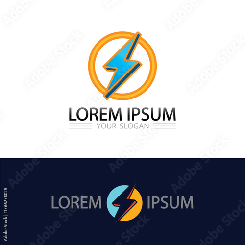 Abstract electric lightning bolt vector logo with dynamic modern power shapes