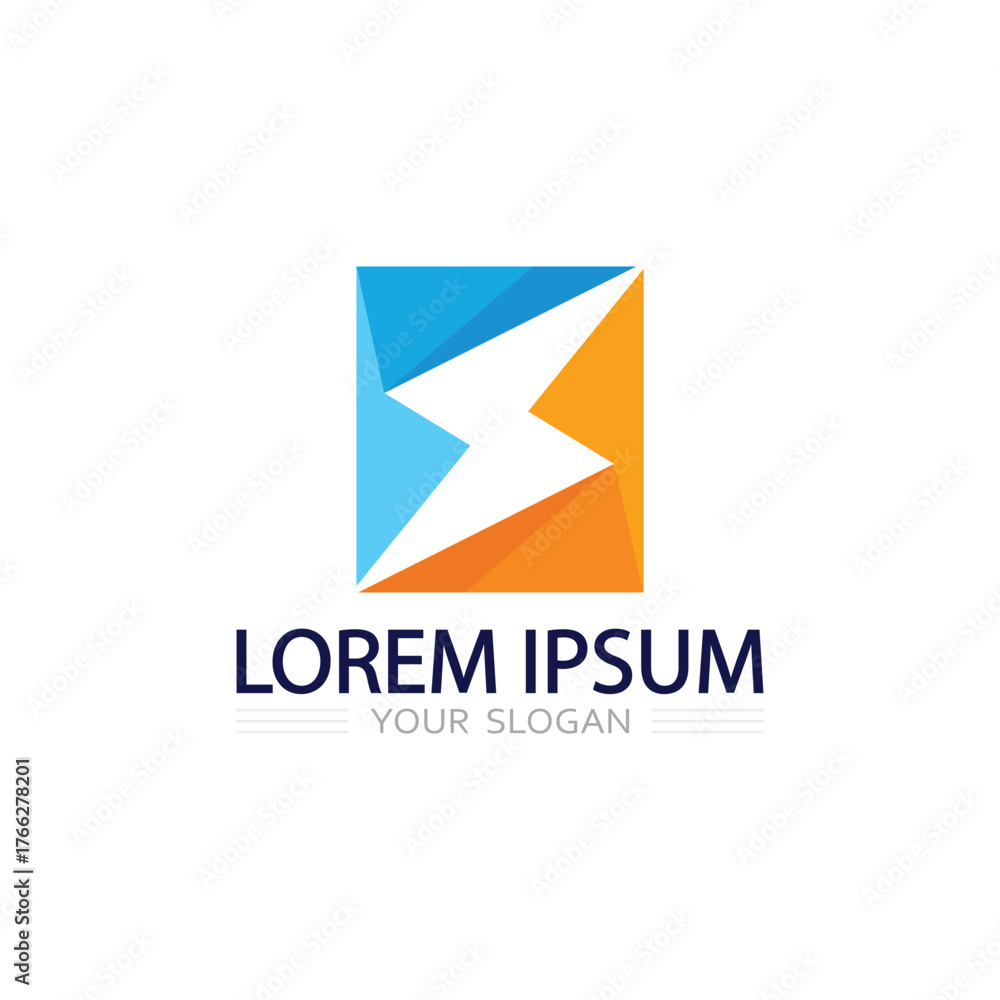 Naklejka premium Power flash lightning bolt symbol vector logo design for strong electric identity