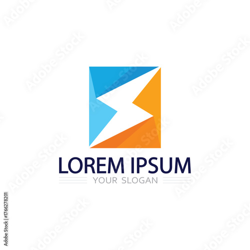 Power flash lightning bolt symbol vector logo design for strong electric identity