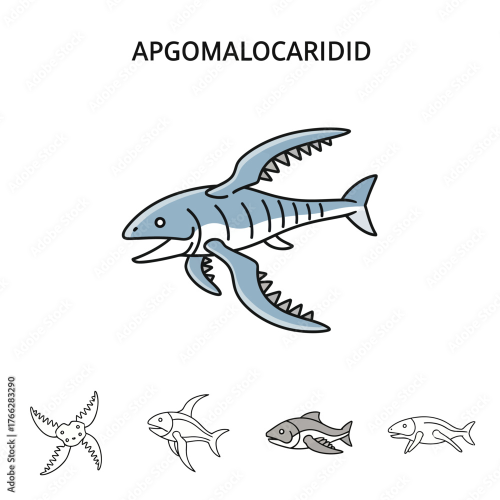 Fototapeta premium Apgomalocaridid prehistoric marine creature illustration.