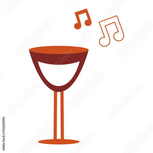 Wine Glass with Musical Notes