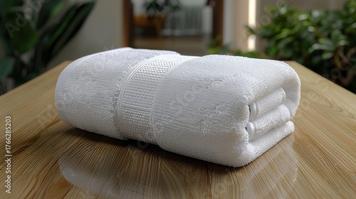 Soft Clean Towel Folded on Minimal Background