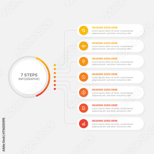 Modern Circular Round Infographic Design Template with 7 Data Points