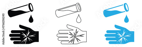 Chemical burn warning with test tube and hand graphic,acid
alert,
attention,
aware,
background,
burn,
caution,
chemical,
chemistry,
corrosive,
danger,
design,
element,
emergency,
experiment,
