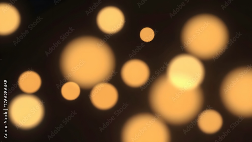 Fototapeta premium Abstract background with soft focus golden orbs of light creating a bokeh effect on a dark backdrop ideal for festive or celebratory designs