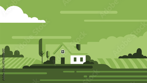 landscape with houses and trees