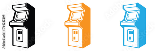 Drawer icon sheet multiple style collection,Retro arcade game cabinet icons bring back classic gaming fun,