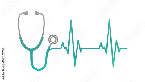 Flat vector of a stethoscope whose tube forms a heartbeat line.