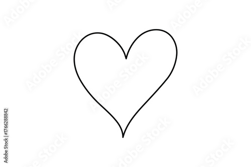 Minimal heart shape, continuous one line art on a white background