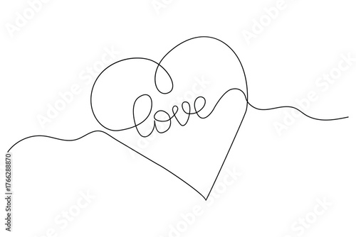 Continuous one line drawing of an abstract heart minimalist illustration