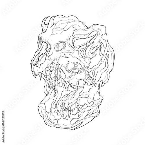 illustration skull and satan