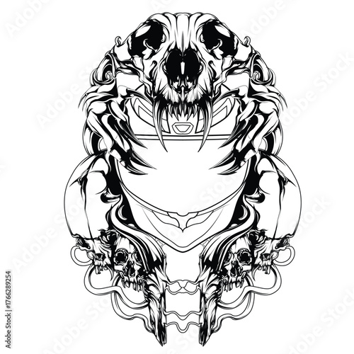 illustration skull and satan