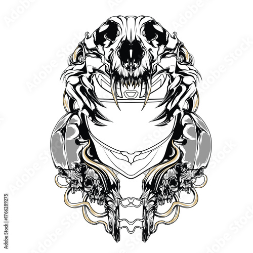 illustration skull and satan