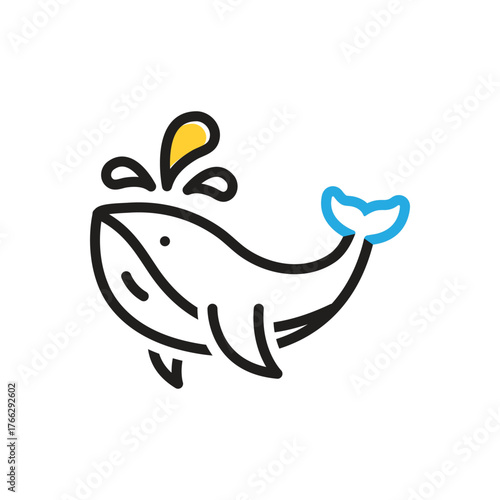 Multi color icon for whale