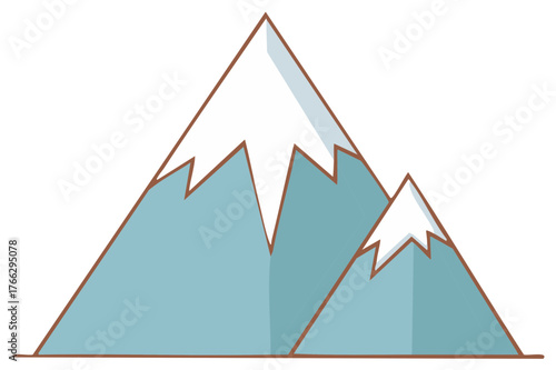 Illustration of jagged mountains with snowy peaks, graphic, mountain landscape, and mountains
