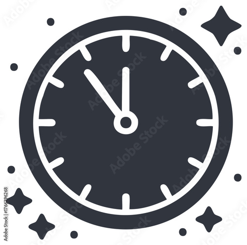 Vintage clock face with sparkling stars and dots, symbolizing time, moments, or celebration