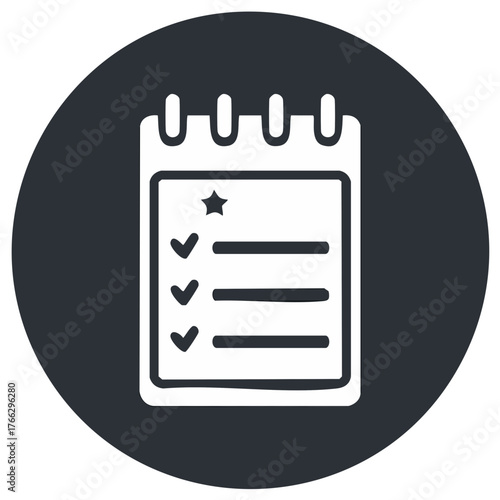 Hand drawn checklist icon with completed tasks and a priority star symbol for planning and task management