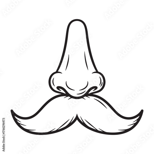 Funny nose and mustache drawing simple outline for humor