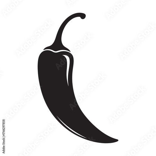 Bold black silhouette of a spicy chili pepper