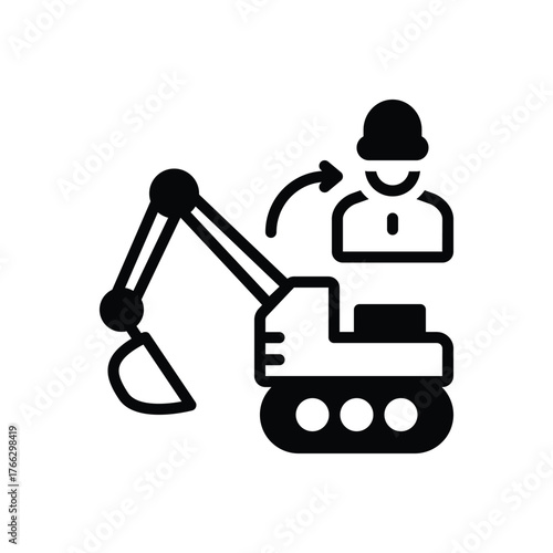 Black solid icon for excavation expert