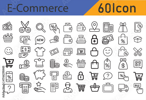Online shopping and e-commerce icons for digital marketing and business design