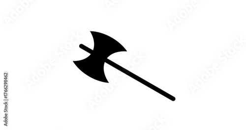 Battle Axe Vector Illustration | Dual Blade Weapon Symbol for Game or Medieval Design